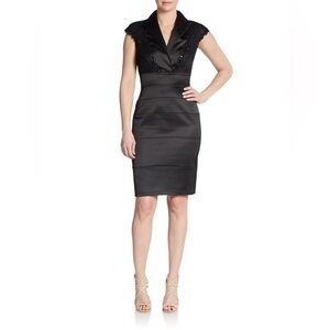 Tadashi Shoji Navy Satin Sequin Midi Dress Size 10